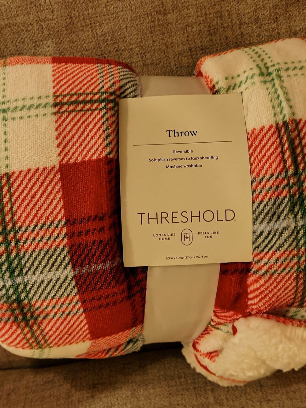Threshold Reversible Red Plaid Holiday Throw
